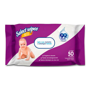 Toalha Umedecida Select Wipes Basic com 50 Unidades