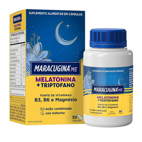 Maracugina Me Melatonina + Triptofano com 30 Cápsulas Caixa e Frasco