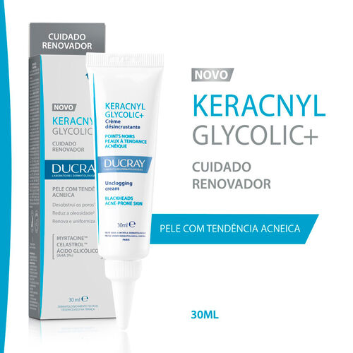 Keracnyl Glycolic+ Ducray Hidratante Cuidado Renovador 30ml Verso