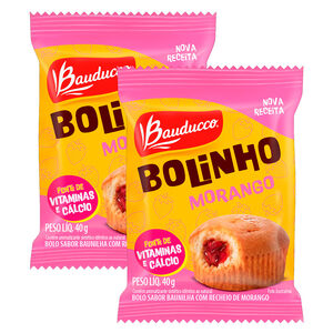 Kit 2 Bolinho Bauducco Sabor Baunilha com Recheio de Morango 40g