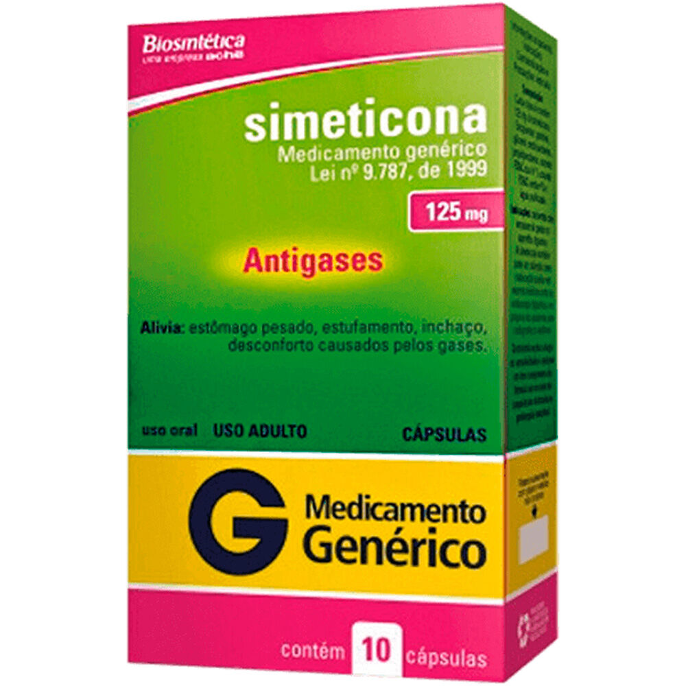 Simeticona 125mg Biosintética Genérico com 10 Cápsulas Caixa