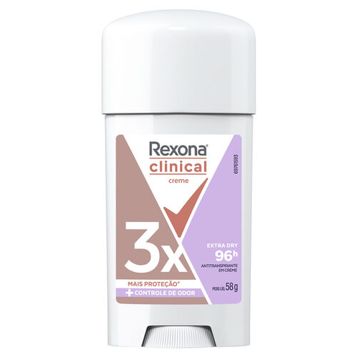Desodorante Rexona Clinical Extra Dry Women Stick Antitranspirante 96h 58g Frasco