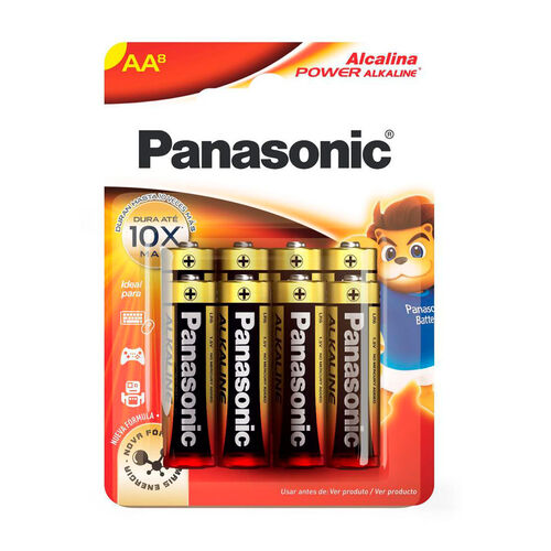 Pilha Panasonic Alcalina AA Power Alkaline 8 Unidades Pack