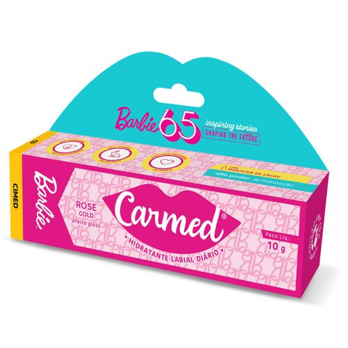Hidratante Labial Carmed Barbie 65 Efeito Gloss Rose Gold