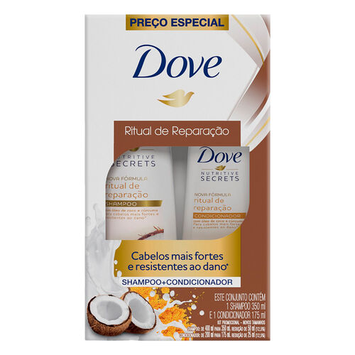 Shampoo 350ml e Condicionador 175ml Dove Ritual de Reparação Pack