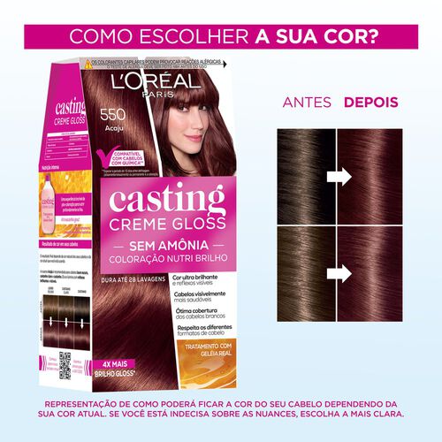 Tintura Creme Casting Creme Gloss L'oréal Acaju 550 Kit-3