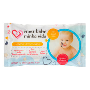 Lenço Umedecido Meu Bebê Minha Vida com 90 Unidades