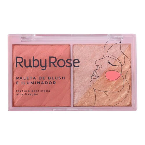 Paleta de Blush e Iluminador Ruby Rose Hb75332 com 11,4g_1