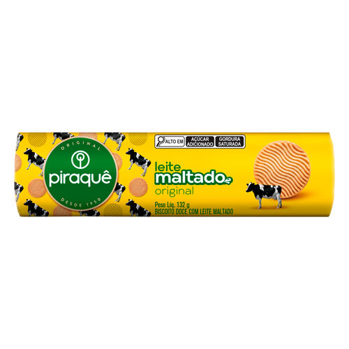 Biscoito Piraque Leite Maltado Original 132g Pacote