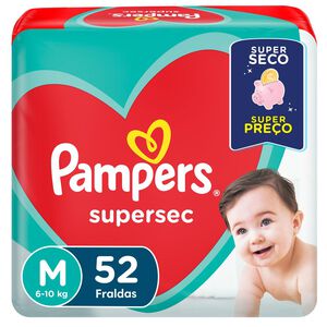 Fralda Pampers Supersec Tamanho M Pacote Hiper 52 Unidades Descartáveis