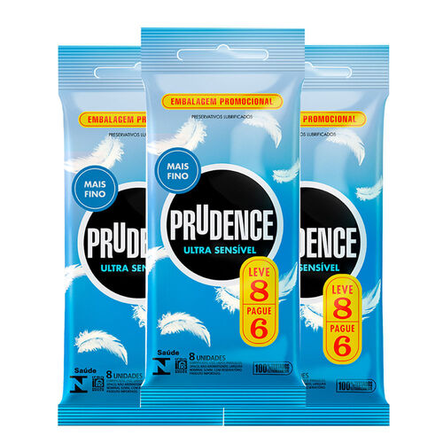 Kit Preservativo Prudence Ultra Sensível Leve 8 Pague 6