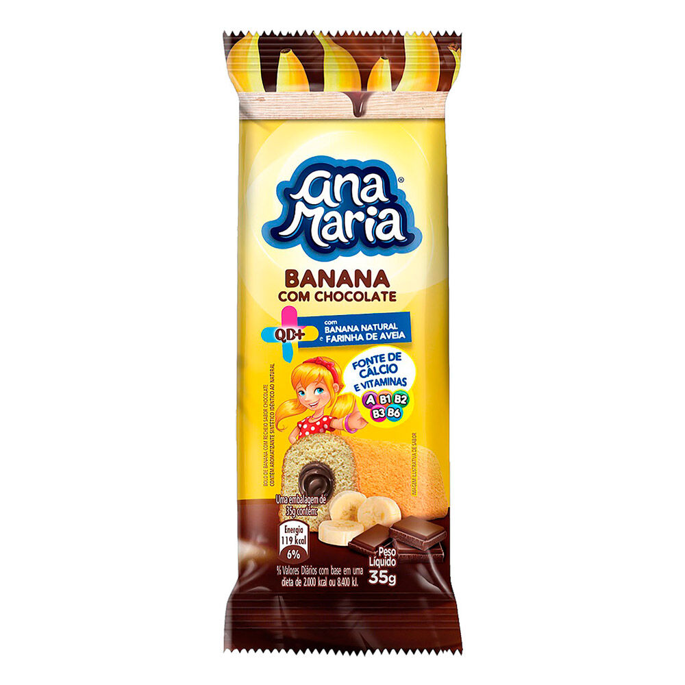 Bolinho Ana Maria QD+ Banana com Chocolate 35g - Drogaria Araujo