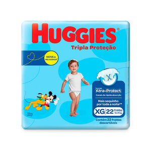 Fralda Huggies Tripla Proteção Tamanho XG Pacote Jumbo 22 Unidades Descartáveis