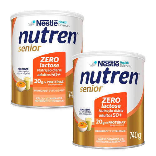 Kit 2 Nutren Senior Complemento Alimentar Sem Sabor Zero Lactose 740g