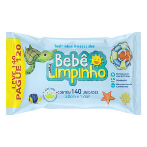 Toalhas Umedecidas Bebê Limpinho Leve 140 Pague 120 Unidades