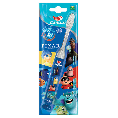 Escova Dental Infantil Condor Pixar com Luz de LED Macia 3+ Anos
