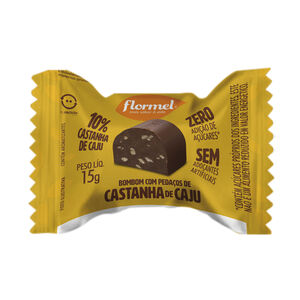 Bombom Flormel com Pedaços de Castanha de Caju Zero Adição de Açúcares com 15g