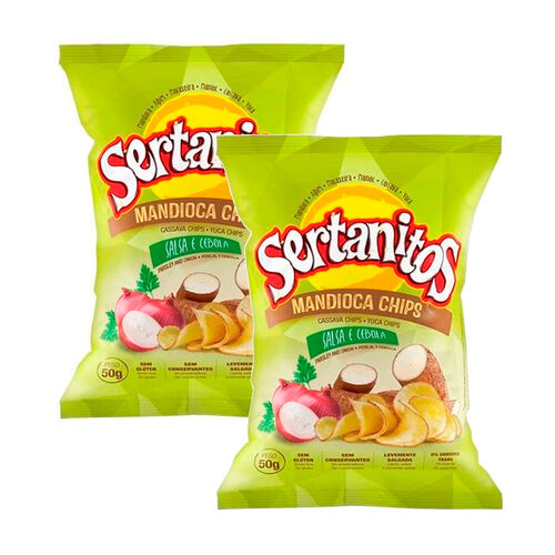 Kit 2 Chips de Mandioca Sertanitos Salsa e Cebola 50g