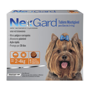 NexGard Contra Pulgas e Carrapatos para Cães de 2 a 4kg 1 Tablete Mastigável