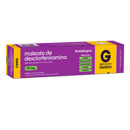 Dexclorfeniramina 10mg/g Cimed Genérico Creme com 30g Bisnaga