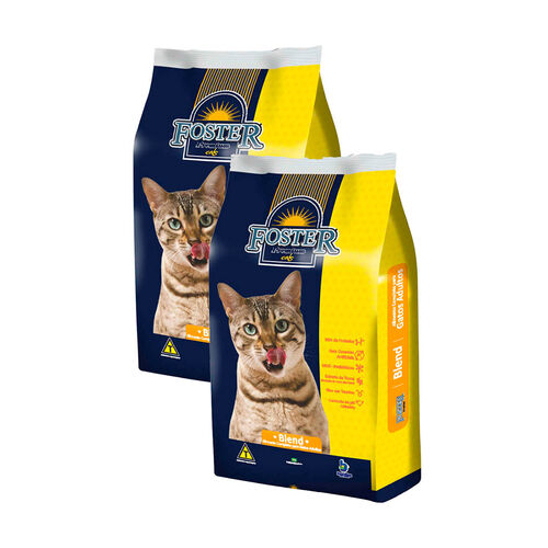 Kit 2 Ração para Gatos Foster Premium Cats Adultos Blend 1Kg