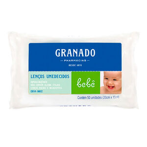 Lenço Umedecido Granado Bebê Erva Doce 50 Unidades