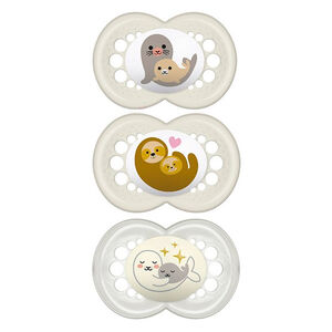 Chupeta Mam Original Day & Night 6+ Meses Neutra Desenhos Sortidos com 3 Unidades