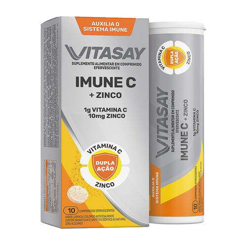 Vitasay Imune C + Zinco com 10 Comprimidos Efervescentes Frente