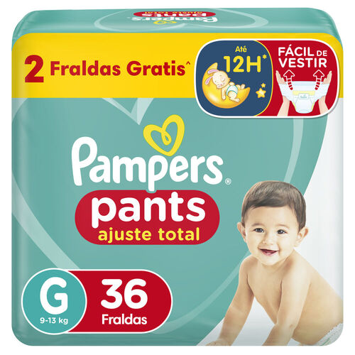 Fralda Pampers Pants Ajuste Total Tamanho G com 36 Fraldas Descartáveis