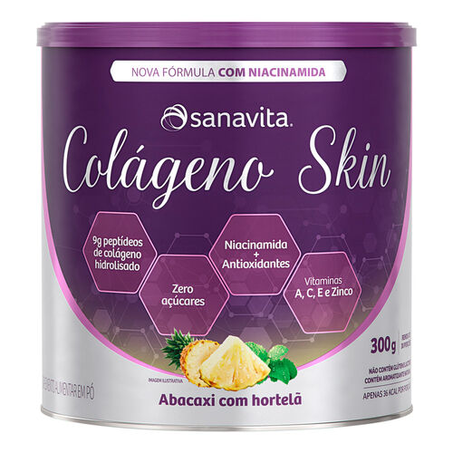 Colágeno Skin Sanavita Sabor Abacaxi com Hortelã 300g_1