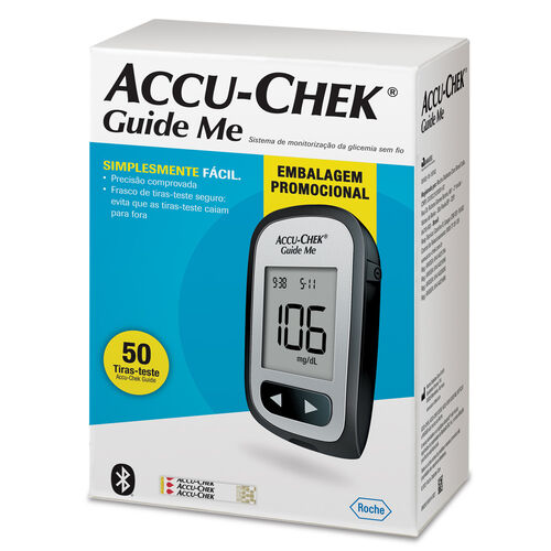 Accu-Chek Guide Me Kit Monitor de Glicemia com 50 Tiras Caixa