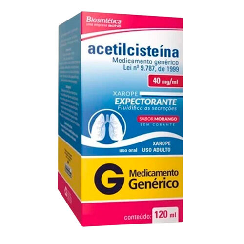 Acetilcisteína 40mg/ml Xarope Adulto Sabor Morango 120ml