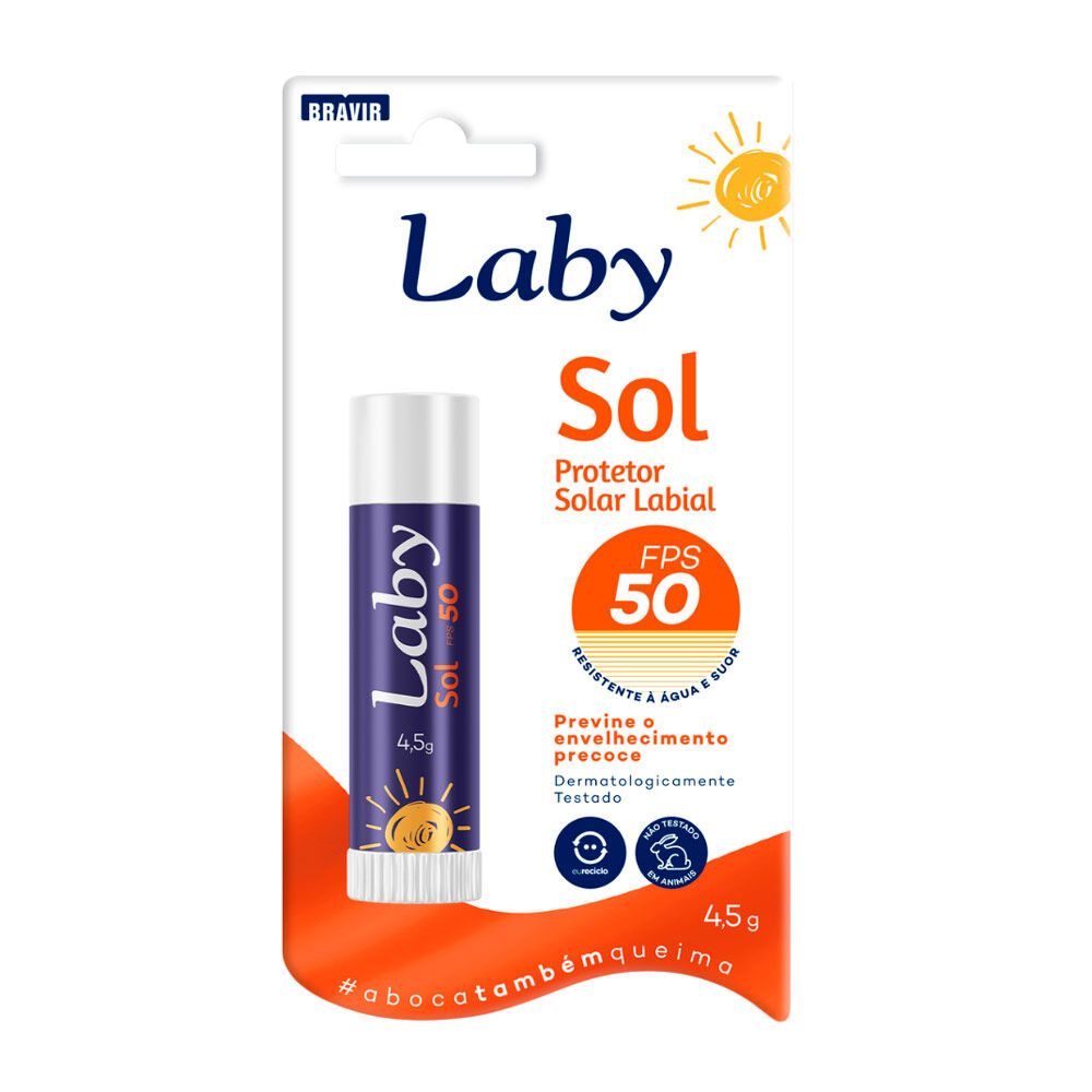 Protetor Solar Labial Laby FPS 50 Stick Sem Sabor com 4,5g_1