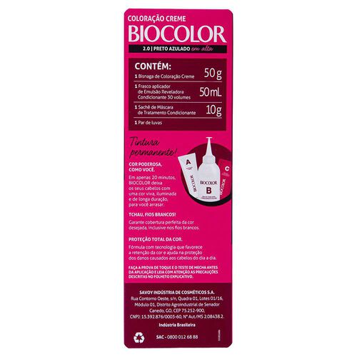 Tinta de Cabelo Biocolor Mini Kit Preto Azulado Incrível 2.0