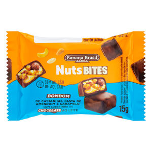 Bombom Nuts Bites Castanhas, Pasta de Amendoim e Caramelo 15g