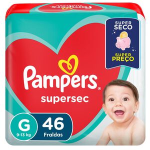 Fralda Pampers Supersec Tamanho G Pacote Hiper 46 Unidades Descartáveis