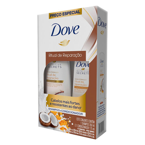 Kit Shampoo 350ml e Condicionador 175ml Dove Ritual de Reparação