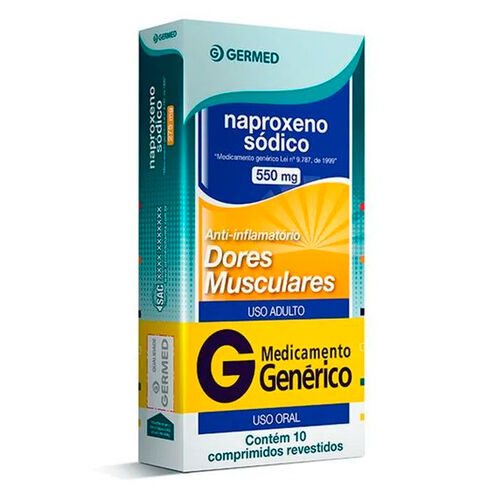 Naproxeno 550mg Germed Genérico com 10 Comprimidos Revestidos