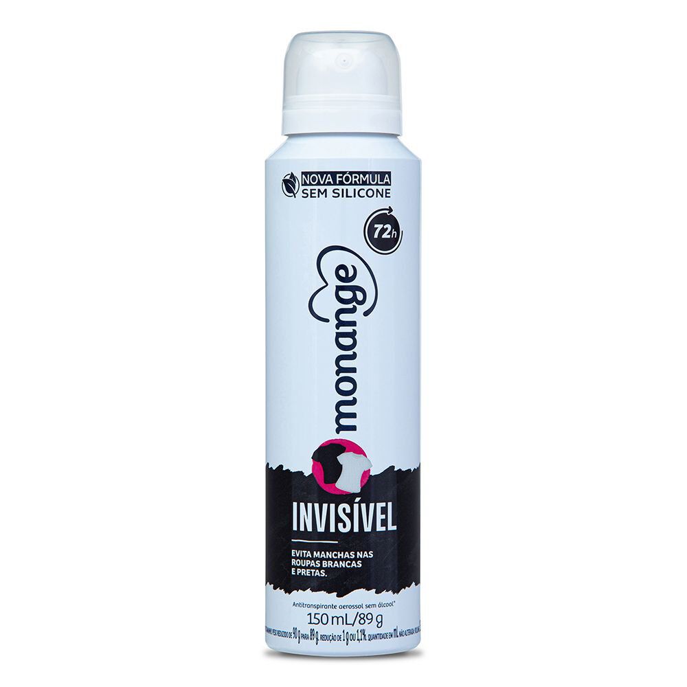 Desodorante Aerossol Antitranspirante Monange Feminino Invisível 150ml