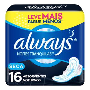 Absorvente Always Noites Tranquilas Seca com Abas 16 Unidades