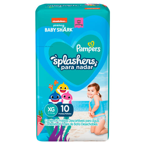 Fralda Pampers Splashers Baby Shark XG com 10 Unidades_1