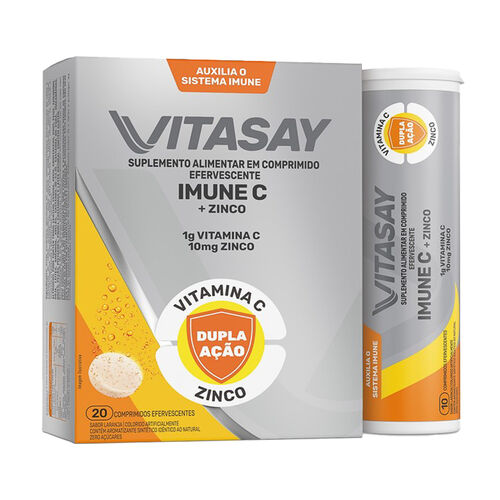 Vitasay Imune C + Zinco com 20 Comprimidos Efervescentes Frente