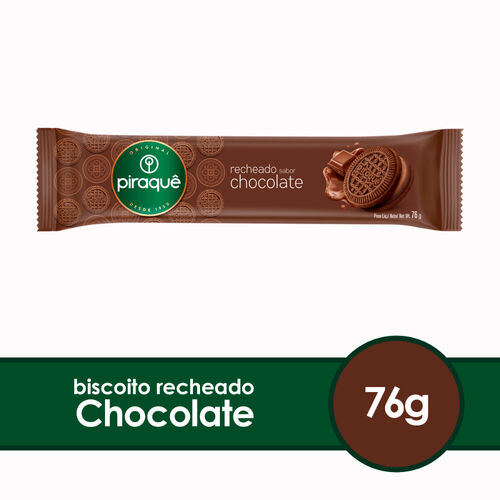 Biscoito Piraquê Recheado Sabor Chocolate 76g Hero