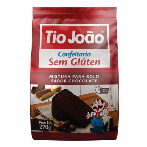 Mistura para Bolo Tio João Sem Glúten Sabor Chocolate