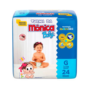 Fralda Descartável Infantil Turma da Mônica Baby G Pacote 24 Unidades