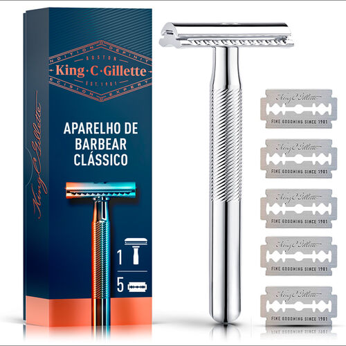 Aparelho de Barbear Clássico King C Gillette com Lâminas_2