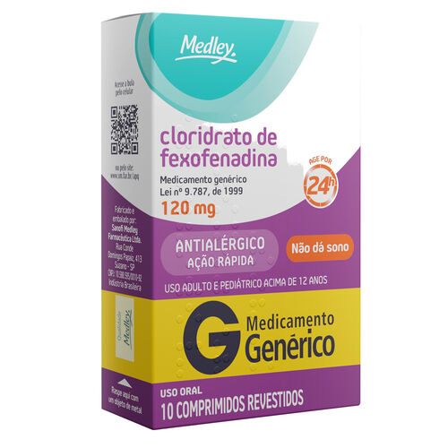 Fexofenadina 120mg Medley Genérico com 10 Comprimidos Revestidos Caixa