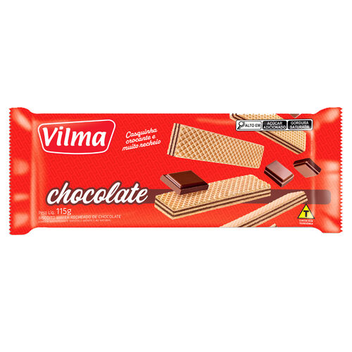 Biscoito Wafer Vilma Sabor Chocolate 115g Pacote