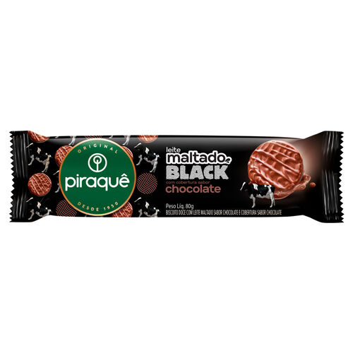 Biscoito Piraquê Leite Maltado Black com Cobertura Chocolate 80g-1