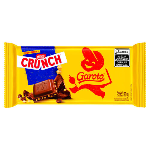 Chocolate Garoto Crunch ao Leite 80g Barra